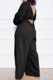 Pink Fashion Casual Solid Patchwork O Neck Long Sleeve Two Pieces