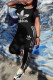 Black Fashion Casual Print Patchwork O Neck Short Sleeve Two Pieces
