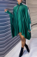 Green Fashion Solid Patchwork Zipper Collar Straight Dresses