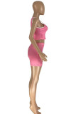 Pink Fashion Casual Lips Printed Basic U Neck Sleeveless Two Pieces