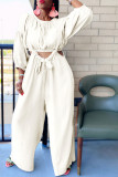 Pink Fashion Casual Solid Patchwork O Neck Long Sleeve Two Pieces