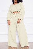 Pink Fashion Casual Solid Patchwork O Neck Long Sleeve Two Pieces