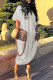 White Casual Solid Patchwork V Neck Dresses