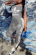 Grey Fashion Casual Print Patchwork O Neck Short Sleeve Two Pieces
