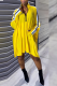 Yellow Fashion Solid Patchwork Zipper Collar Straight Dresses