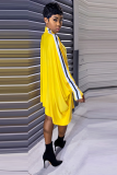Red Fashion Solid Patchwork Zipper Collar Straight Dresses