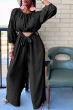 Pink Fashion Casual Solid Patchwork O Neck Long Sleeve Two Pieces