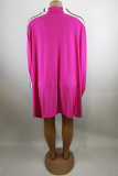 Red Fashion Solid Patchwork Zipper Collar Straight Dresses
