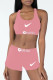 Pink Fashion Sexy Print Patchwork U Neck Sleeveless Two Pieces