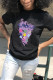 Black Fashion Casual Print Basic O Neck T-Shirts