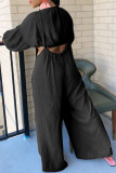 Pink Fashion Casual Solid Patchwork O Neck Long Sleeve Two Pieces