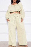 Pink Fashion Casual Solid Patchwork O Neck Long Sleeve Two Pieces