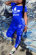 Royal Blue Fashion Casual Print Patchwork O Neck Short Sleeve Two Pieces