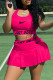 Purple Sexy Sportswear Print Vests U Neck Sleeveless Two Pieces