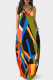 Army Green Fashion Sexy Print Backless Spaghetti Strap Long Dress Dresses