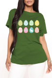 Red Fashion Casual Print Basic O Neck T-Shirts