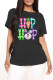 Black Fashion Casual Print Basic O Neck T-Shirts