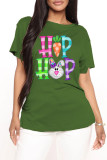 Red Fashion Casual Print Basic O Neck T-Shirts