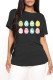 Black Fashion Casual Print Basic O Neck T-Shirts