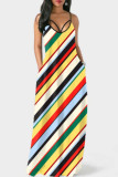 Colour Fashion Sexy Print Backless Spaghetti Strap Long Dress Dresses
