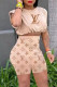 Camel Fashion Casual Print Letter O Neck Sleeveless Two Pieces