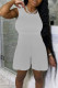 White Fashion Casual Solid Basic O Neck Regular Rompers