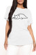 White Fashion Casual Print Basic O Neck T-Shirts