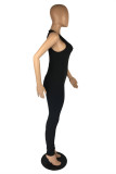 Red Fashion Casual Solid Basic O Neck Skinny Jumpsuits