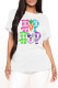 White Fashion Casual Print Basic O Neck T-Shirts