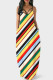Colour Fashion Sexy Print Backless Spaghetti Strap Long Dress Dresses