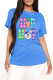Deep Blue Fashion Casual Print Basic O Neck T-Shirts