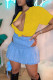 Yellow Sexy Solid Bandage Patchwork V Neck T-Shirts