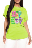 Red Fashion Casual Print Basic O Neck T-Shirts