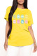 Yellow Fashion Casual Print Basic O Neck T-Shirts