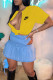 Yellow Fashion Casual Print Letter Cardigan Collar Tops