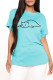 Light Blue Fashion Casual Print Basic O Neck T-Shirts