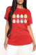 Red Fashion Casual Print Basic O Neck T-Shirts