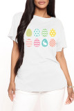 Red Fashion Casual Print Basic O Neck T-Shirts