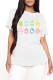 White Fashion Casual Print Basic O Neck T-Shirts