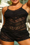 Black Fashion Sexy Solid Hollowed Out Backless Swimwears