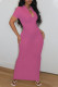 Pink Casual Solid Patchwork Turndown Collar Straight Dresses