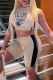 Khaki Fashion Print Letter Half A Turtleneck Sleeveless Two Pieces