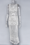 White Fashion Solid Swimwears Cover Up