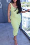 Red Fashion Sexy Solid Hollowed Out Backless O Neck Vest Dress Dresses
