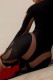 Black Sexy Solid Patchwork Regular High Waist Pencil Patchwork Bottoms