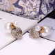 White Fashion Celebrities Letter Hot Drill Earrings