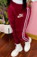 Burgundy Fashion Casual Print Patchwork Pencil Bottoms