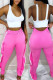 Rose Red Casual Street Solid Patchwork Flounce High Waist Pencil Patchwork Bottoms