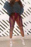 Red Sexy Solid Patchwork Regular High Waist Pencil Patchwork Bottoms