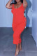 Red Fashion Sexy Solid Hollowed Out Backless O Neck Vest Dress Dresses